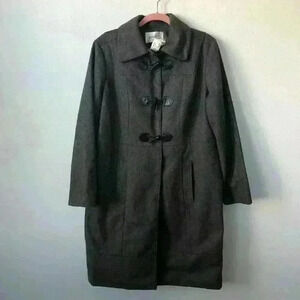 Avenue Long Dark Gray Peacoat Toggle Closure 14/16